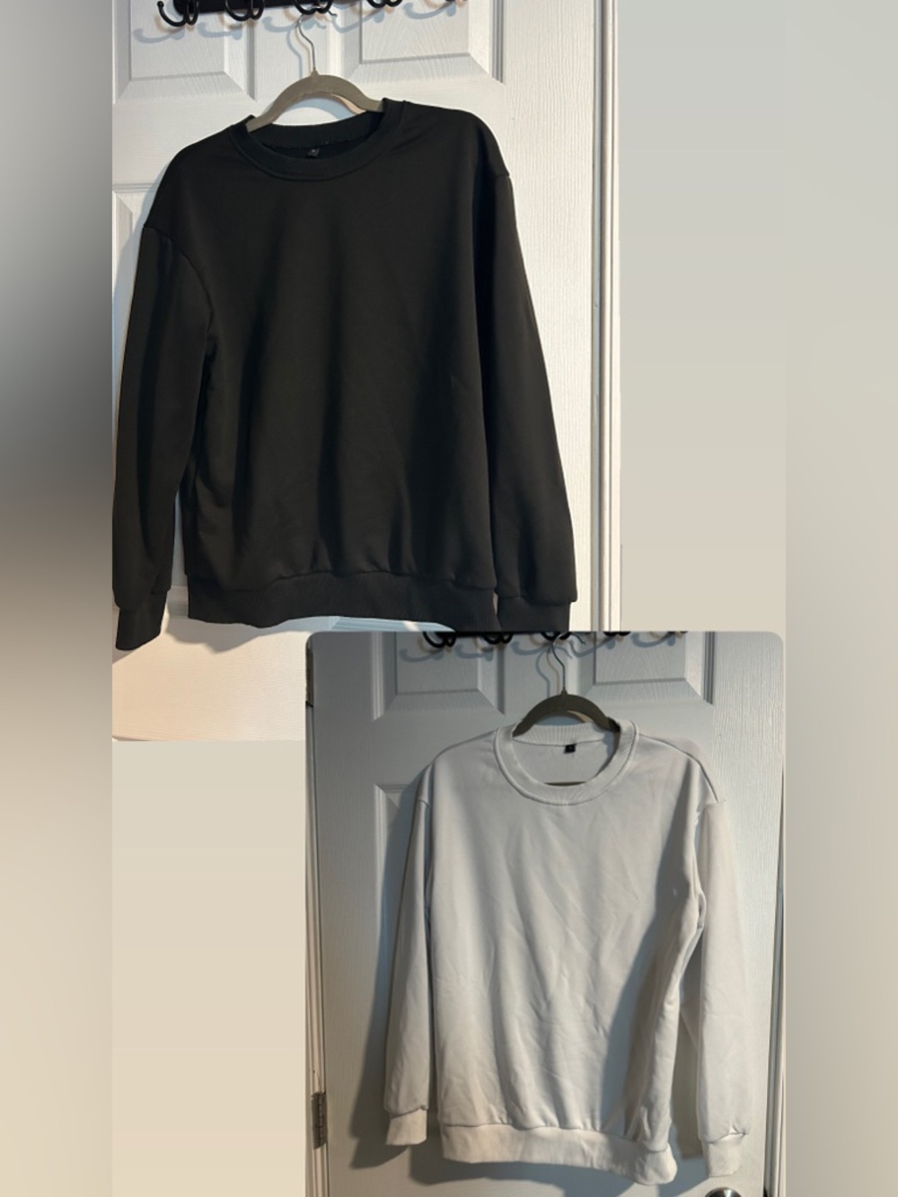 Two Basic Oversized Pullover Sweatshirts - Black and White